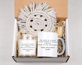 Personalized Retirement Gift Box, Funny Care Package, Mug Candle Set Box, Retired Gift Basket for Nurse Police Firefighter, Retired Farewell
