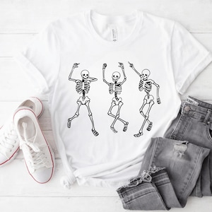 Camiseta de esqueleto bailando de los 90, estilo vintage, retro, Y2K, divertida, con calaveras, para amantes del baile, divertidas camisetas de broma, regalo de Halloween.