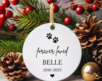 Adorno conmemorativo para perro personalizado, adorno por la pérdida de un perro, regalos conmemorativos para mascotas, regalos de Navidad para mamás de perros, amado por siempre, adorno para perro personalizado