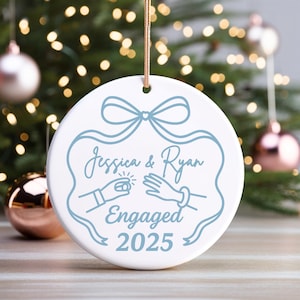 First Christmas Engaged Ornament, Personalized Engagement Gift for Couples, Custom Engagement Christmas Keepsake, Engaged Christmas Ornament