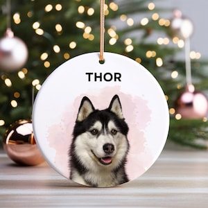 Personalized Pet Watercolor Ornament Using Pet&#39;s Photo + Name - Custom Ornament Christmas Dog Ornament Personalized Dog Ornament Custom Cat