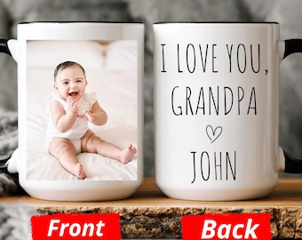 First Time Grandpa Photo Mug, New Grandpa Gift From Baby, I Love You Grandpa, Custom Photo Grandpa Mug, Father's Day Gift For Father In Law