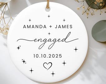 Verloofd ornament | Verlovingscadeau | Verlovingsornament | Ornament voor stellen | Verlovingsaankondiging | Huwelijkscadeau | Kerstbetrokkenheid