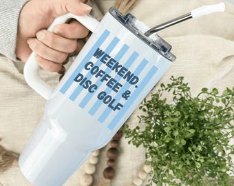 Funny Disc Golf Stainless Steel Tumbler: 20oz/40oz Outdoor Sport Hydration, Preppy Striped