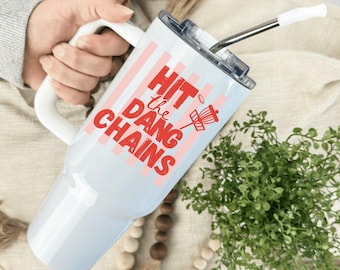 Funny Disc Golf Stainless Steel Tumbler: 20oz/40oz Outdoor Sport Hydration, Preppy Striped