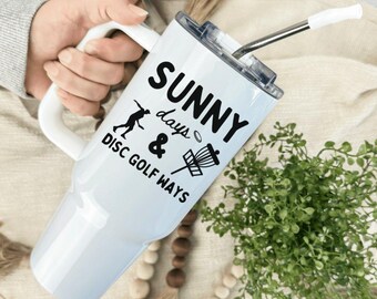 Disc Golf Stainless Tumbler: Outdoor Sport Lover Gift for Dad Coach Team Fan Cheer Squad, Mens Golfer 40oz, 20oz Tumbler, Golfing Frisbee