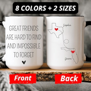 State To State Gift Mug,Personalize Long Distance Mug,Long Distance Friendship BFF Birthday Gift for Friend,I Miss You Mug Soul Sisters Gift