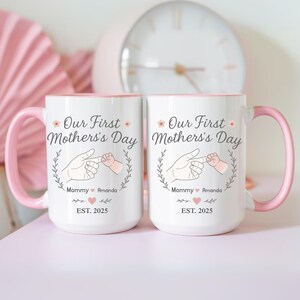Our First Mother&#39;s Day Mug •Personalized Name Mug For Mom •First Time Mom Gifts •First Mother&#39;s Day Gifts From Baby •First Christmas Mug