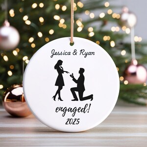 First Christmas Engaged Ornament, Personalized Engagement Gift for Couples, Custom Engagement Christmas Keepsake, Engaged Christmas Ornament