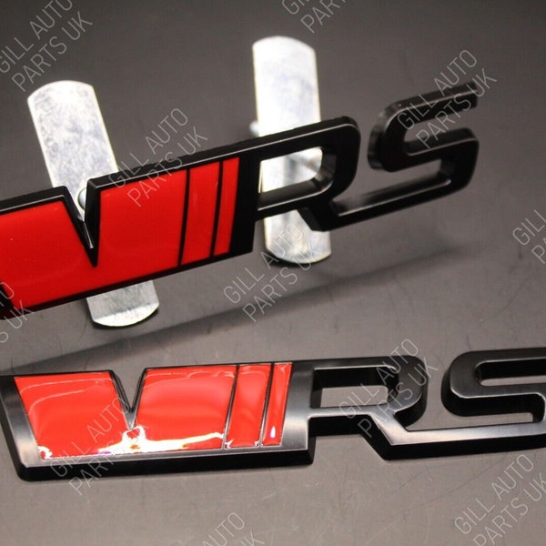 RED Black VRS Front Grille & Rear Boot Badge SET 3D Metal Trunk for Skoda