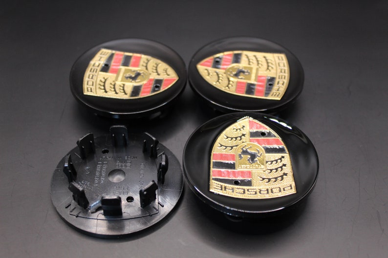65mm Gloss Black Wheel Center Caps Fits Porsche Etsy