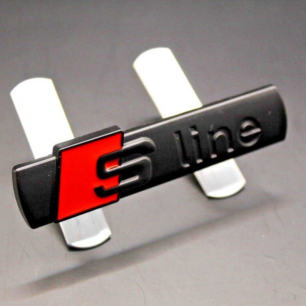 Matte Black Red S LINE Front Grille Badge FOR Audi