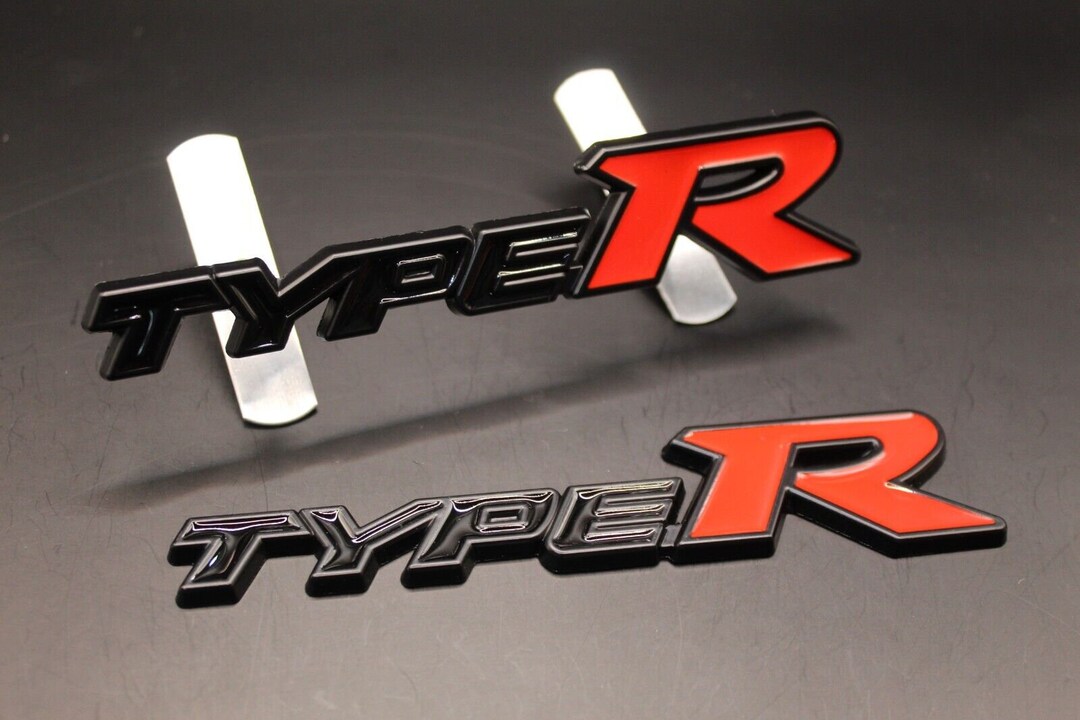 Car R Badge Black-type Red-r Black Edge Type R Front Grille & Rear Boot Badge SET ...