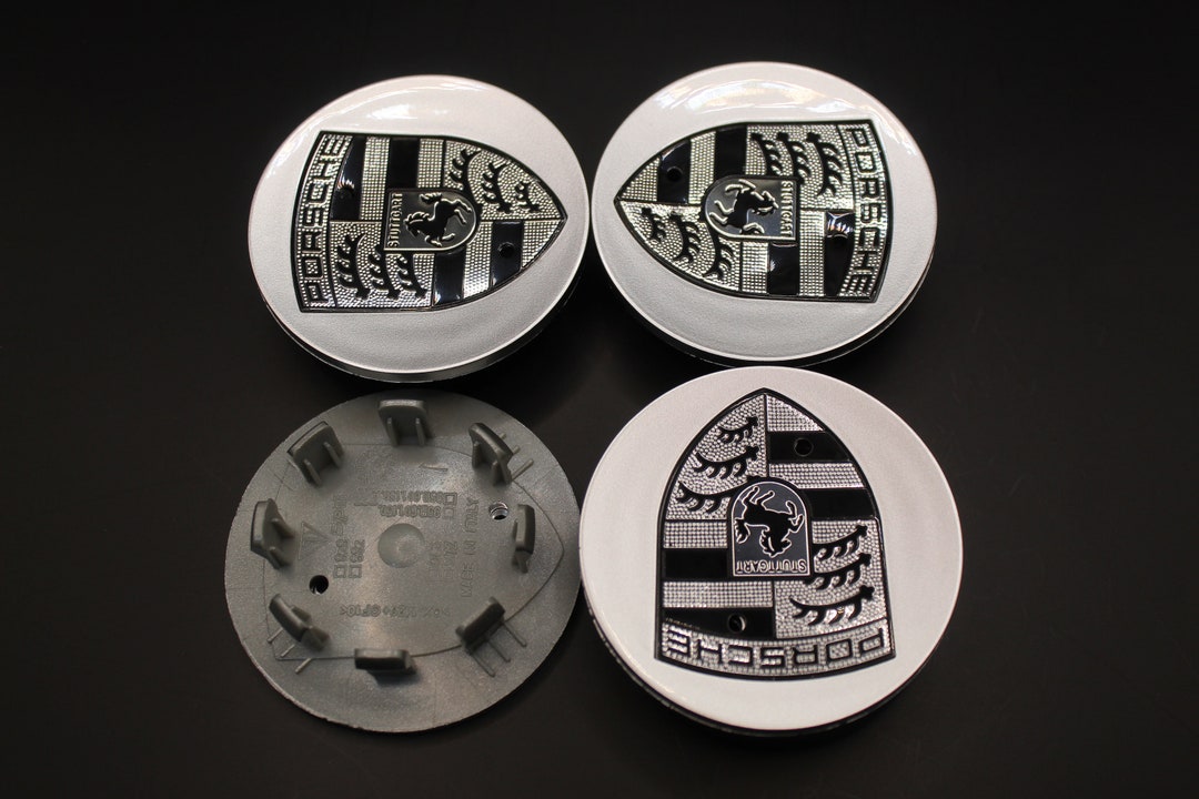 65mm Silver Wheel Center Caps Fits Porsche Black/silver Badge Etsy