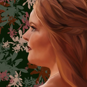Afbeelding/muurschildering ALLEEN DIGITALE download: portret van gezicht, met de hand getekend van fotodownload om af te drukken