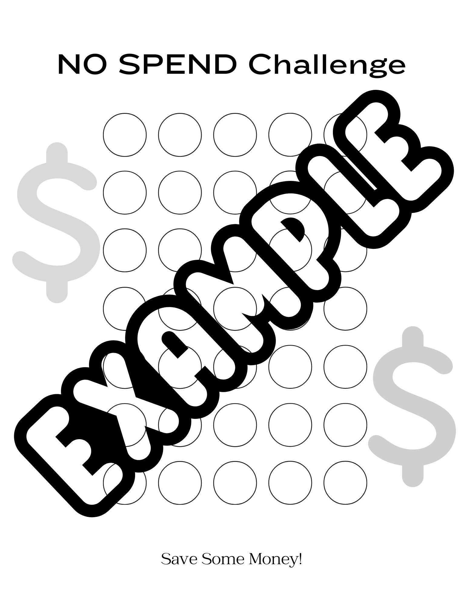Printable No Spending Challenge Template Instant Download - Etsy