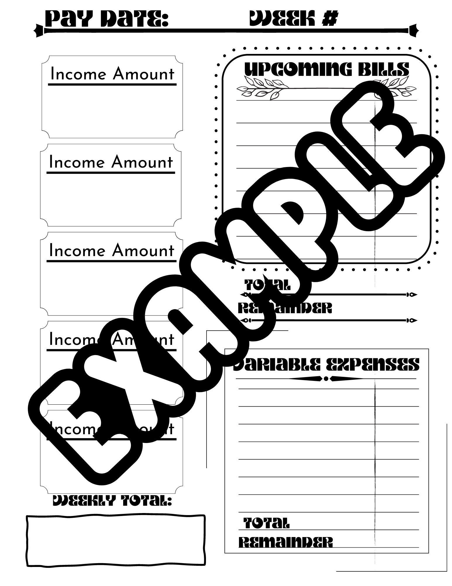 Printable Server Wage Tracker Template Instant Download Etsy