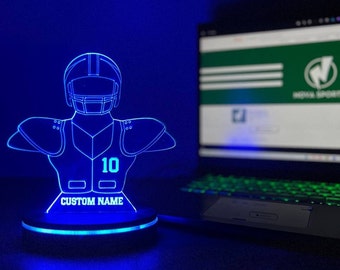 Custom football Wooden Stand Acrylic LED Night Lamp, Personalized Sport NFL, football Lamp , Sport lover, Birthday Gift, personalized lamp