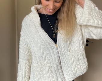 PDF Knitting pattern –  Adult/teen cable cardigan