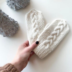 PDF Knitting pattern Cable mittens adult image 3