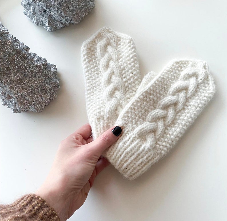 PDF Knitting pattern Cable mittens adult image 3