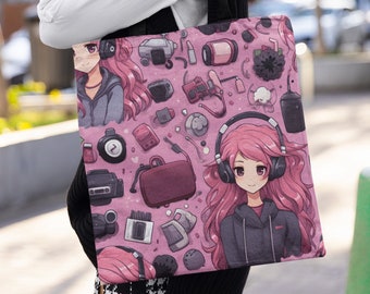 Retro Anime Girl Tote Bag – Kawaii Manga Shopper Accessory