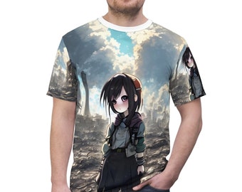Graphisme audacieux d'adolescent d'anime sur un t-shirt d'anime à la mode