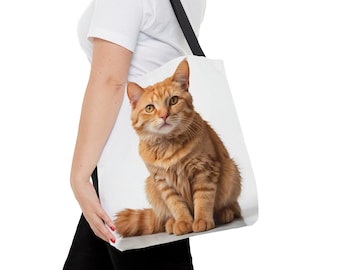 Orange Tabby Cat Tote Bag | Cute Cat Lover Gift | Funny Cat Tote | Aesthetic Cat Bag | Cat Shopping Tote for Women
