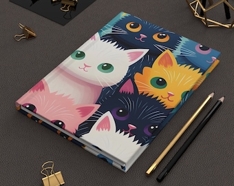 Cat Pattern Notizbuch: Mattes Hardcover-Notizbuch für Katzenliebhaber - Miau-tastische Geschenke