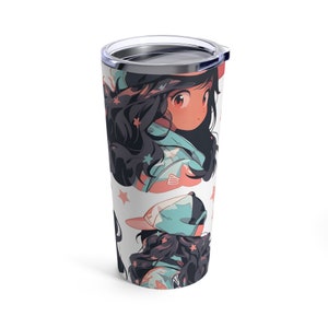 Chic Anime Girl Character on a Trendy Anime Tumbler - Perfect for anime lovers