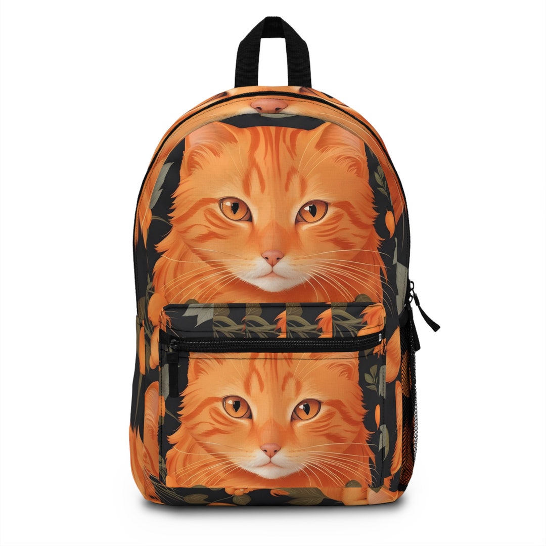 Orange Tabby Cat Backpack for School | Cute Cat Bookbag  display picture 3