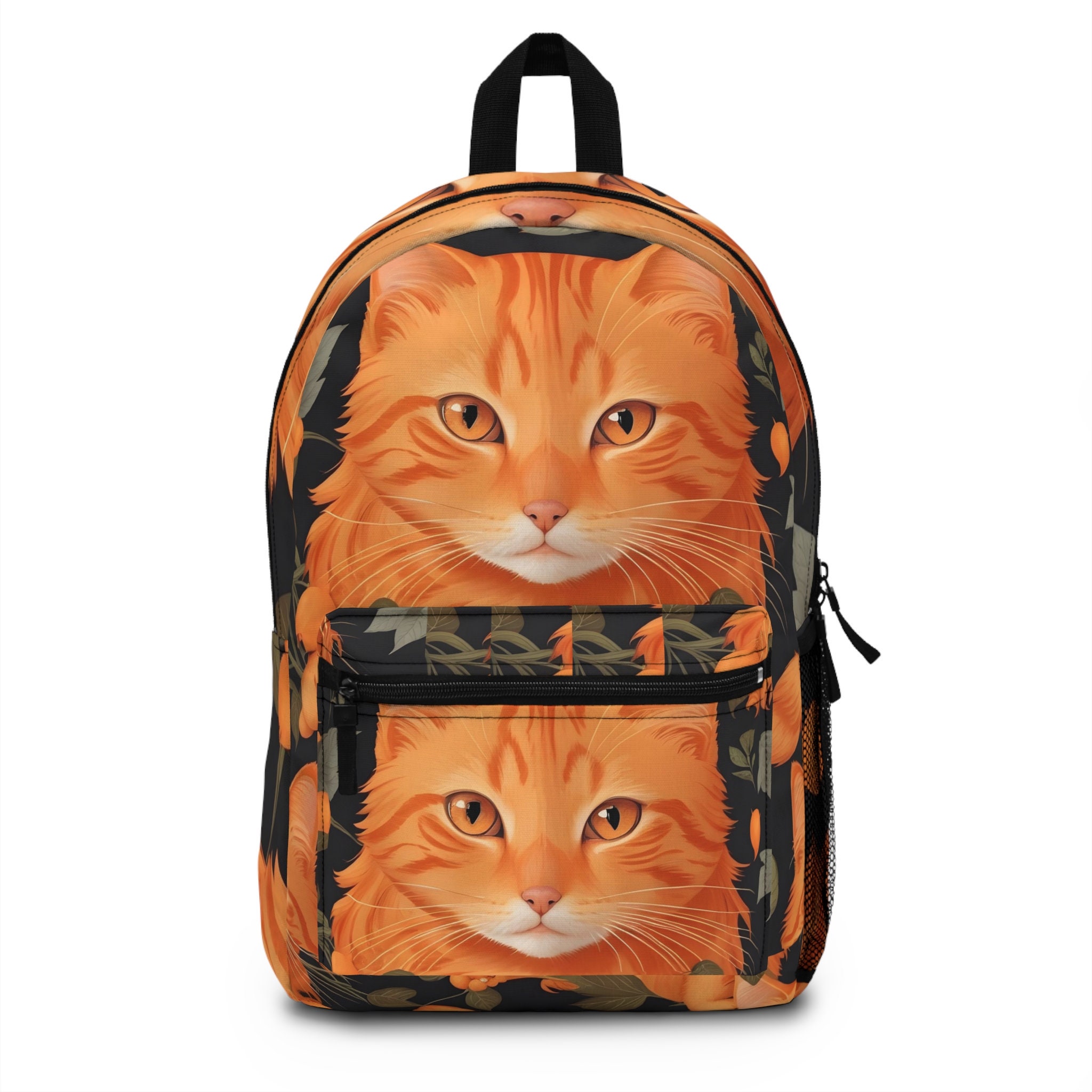? PSYCADELIC KITTY CAT BACKPACK BOOKBAG BAG NWT Black Cat Backpack Kitty Bookbag Gold Moon Design Book Bags  main image 3