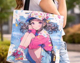Bolsa de mano de chica de anime / Linda bolsa de mano kawaii / Bolsa de mano de anime estética / Regalo otaku / Bolsa de compras de estilo japonés / Bolsa para amantes del anime