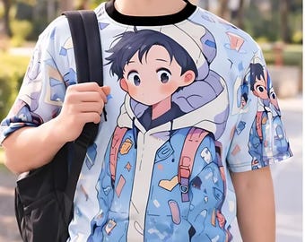 Grafisch T-shirt met anime | Japans mangashirt | Otaku cadeau-T-shirt | Cool anime-shirt voor heren en dames | Esthetische anime-top