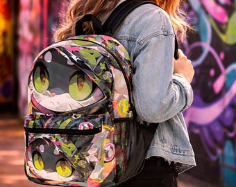 Mochila de gato de anime, linda mochila de dibujos animados, mochila escolar kawaii, regalo para amantes de los gatos, mochila estética, mochila para estudiantes adolescentes