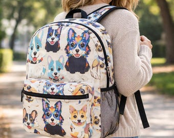 Dog Lover Backpack – Cute Dog Print Backpack, Puppy School Bag, Dog Mom Gift, Animal Backpack, Kawaii Dog Bag