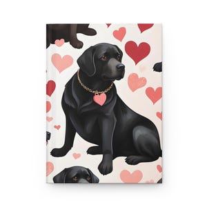Svart Labrador Retriever Hjärtmönster Journal - Matt Inbunden Anteckningsbok för Hundälskare