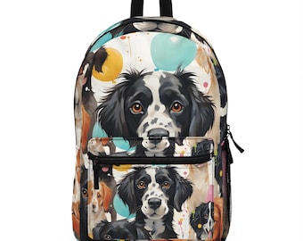 Cute Dog Backpack for School | Boho Dog Bookbag | Cottagecore Animal Backpack | Gift for Dog Lovers Kids Teens Girls