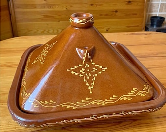 Handmade Glazed Clay Moroccan Tagine: Authentic Fes Cookware