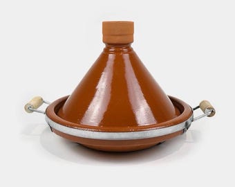 Tagine de terracota marroquina artesanal, 4 a 6 porções – utensílios de cozinha tradicionais de barro berbere
