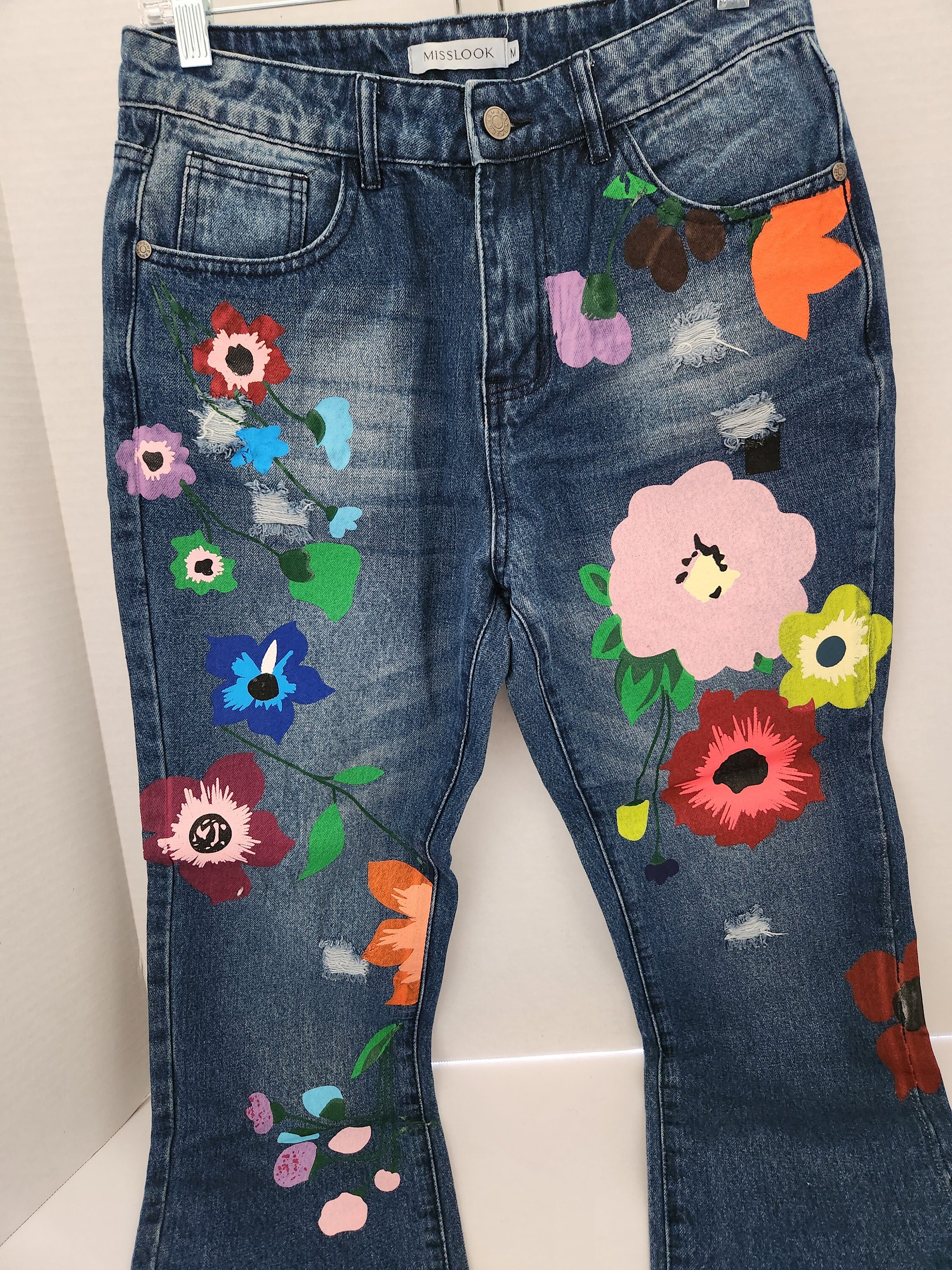 Mens Flower Jeans 