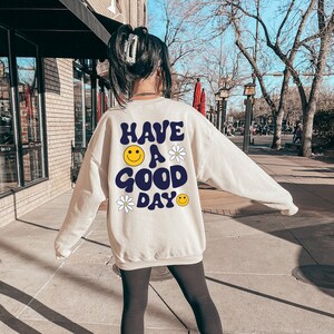 Have A Good Day Essentials Hoodie Positive Retro Hoodie Smile Face Hoodie Boho Positive Affirmation Sweatshirt Vintage Style Hoodie P386