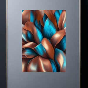Abstract mural in the colors copper turquoise | Living room | Wall poster | printable art | Luxury Artwork | bedroom