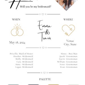 Minimalist Gold Bridesmaid Proposal Card Template - Etsy