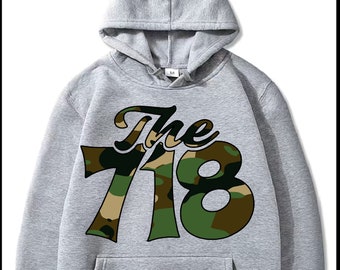 THE 718 grey camo hoodie