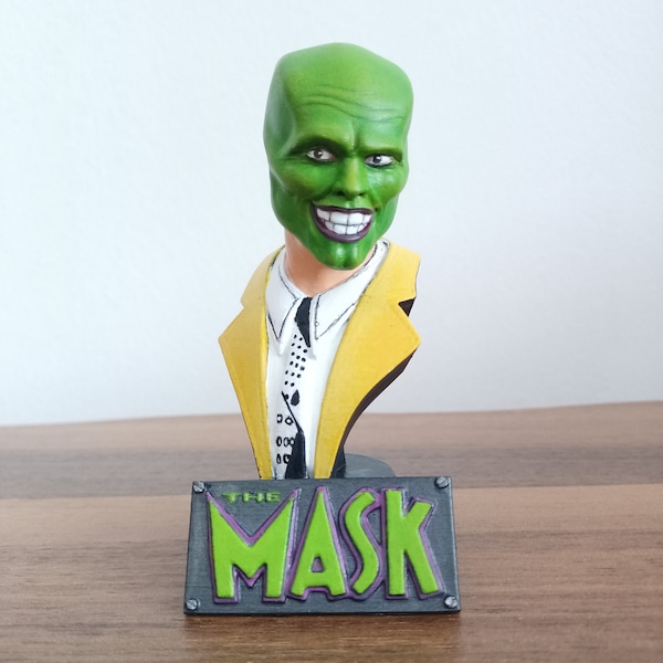 The Mask Movie 3D Print Figur, Jim Carrey, Vintage Comedy Icon, Retro Film Fan Gift, Colorful Desk Ornament, Quirky Home Decor Accent