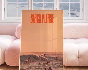 Surf Poster, Beachy Room Decor, Meet Me at the Beach, Polaroid Print, Surfboard Wall Art, Beachy Prints, Surfboard Wall Art, Beach Poster
