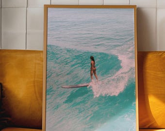 Surf Poster, Beachy Room Decor, Vintage Surf Poster, Surfboard Wall Art, Hot Girl Prints, Cool Girl Prints, Cool Girl Wall Art, Surf Posters