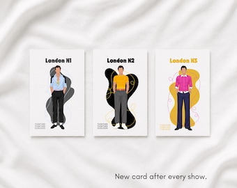 Concert geheugenkaart print | Samen tour Londen outfitillustratie (A6)
