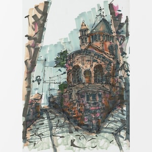 Framed print of Abbey of the Dormition church in old city of Jerusalem Holy land